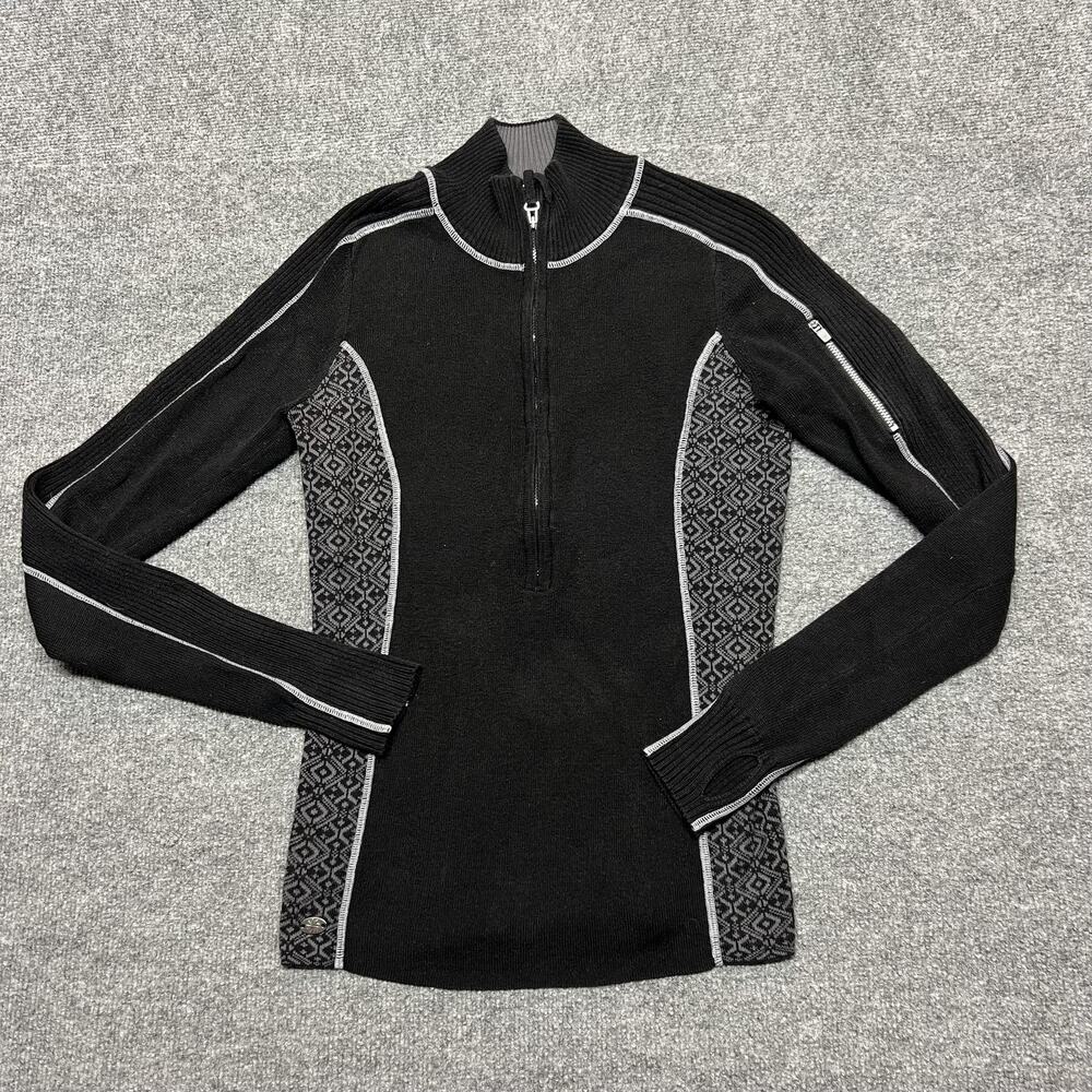 Athleta Pullover Womens Small Black 1/4 Zip Mock Neck Thermal Base Layer Top